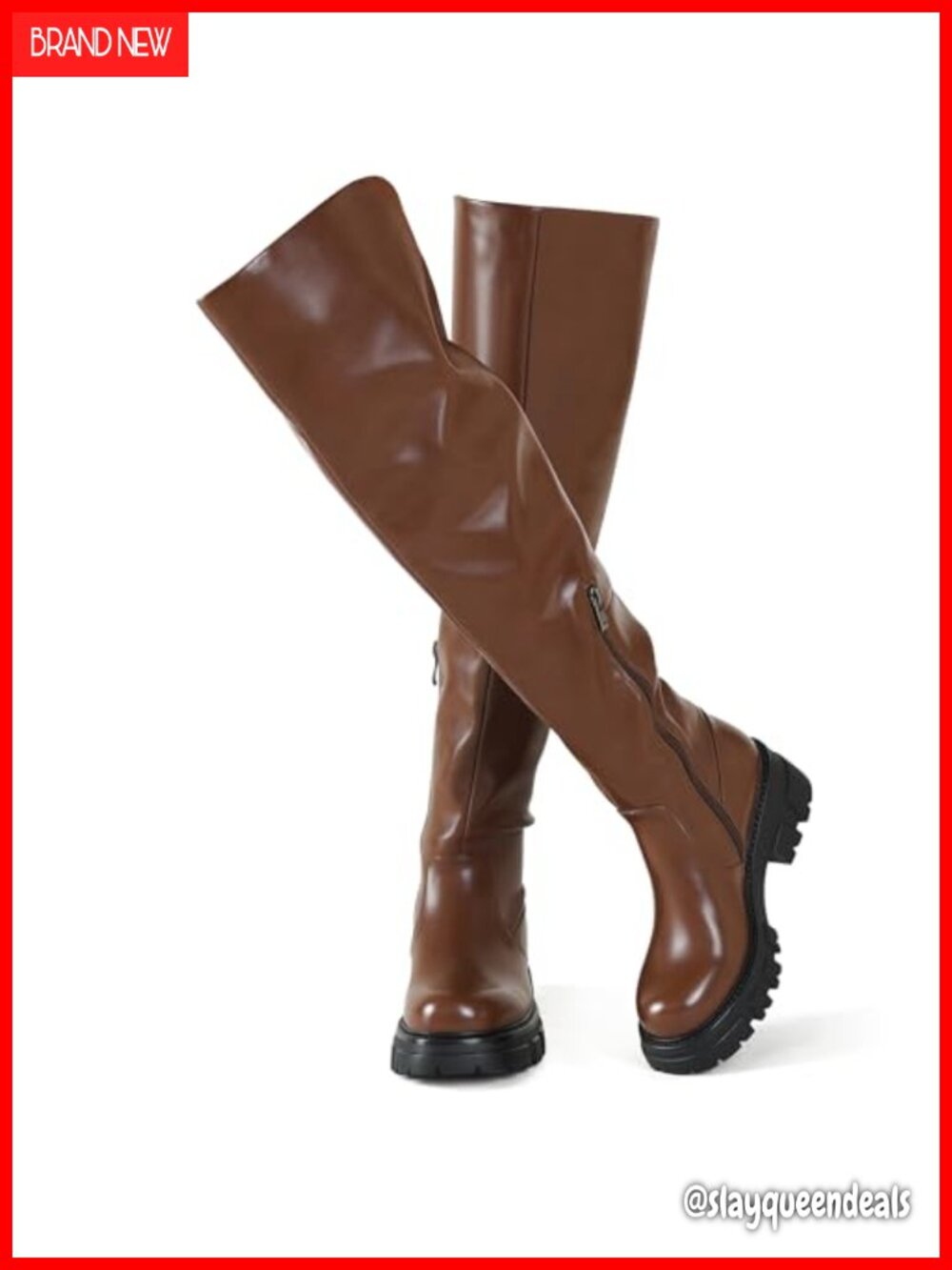 Women's Over The Knee Thigh High Platform Boots Faux Leather Lug Sole